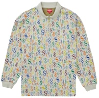 Supreme Currency Jacquard Zip L/S Polo White Supreme Currency Jacquard Zip L/S Polo White