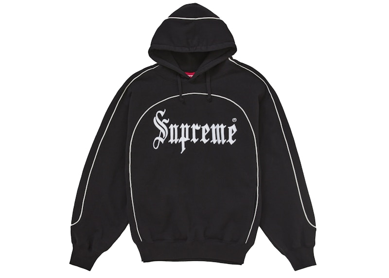 Supreme Curve Piping Hooded Sweatshirt Black