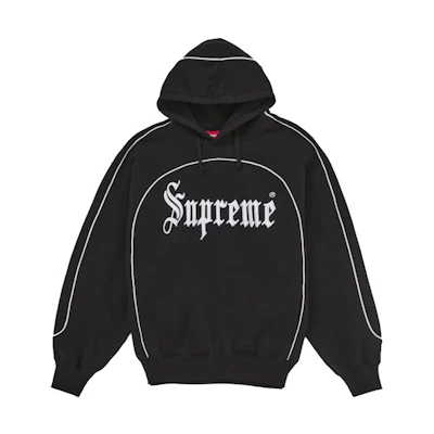 Supreme Curve Piping Hooded Sweatshirt Black