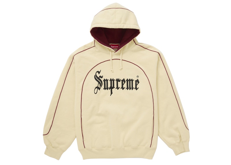 Supreme Curve Piping Hooded Sweatshirt Natural