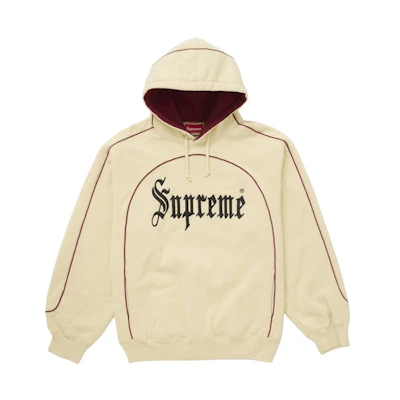 Supreme Curve Piping Hooded Sweatshirt Natural