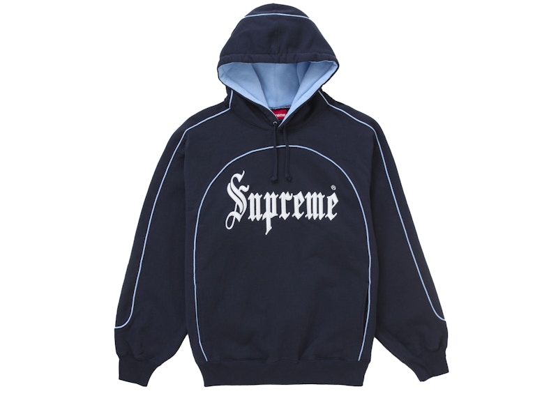 Supreme Curve Piping Hooded Sweatshirt Navy