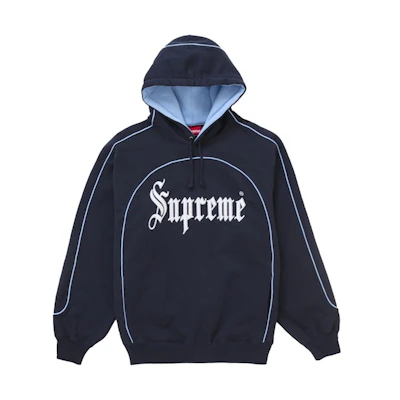 Supreme Curve Piping Hooded Sweatshirt Navy