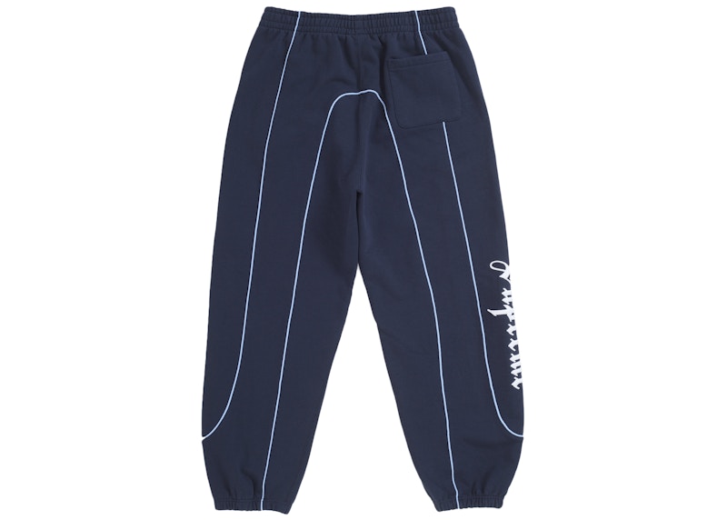 Lookbook Supreme Curve Piping Sweatpant Navy Celana Panjang Olahraga Biru Tua