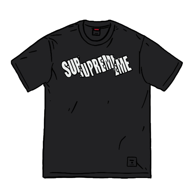 Buy Supreme Kaos Hitam Logo Cut S/S