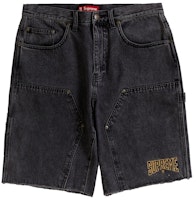 至尊剪裁雙膝補丁黑色牛仔畫家短褲 Buy 至尊剪裁雙膝補丁黑色牛仔畫家短褲