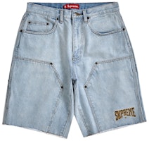 Supreme Cutoff Double Knee Denim Painter Short Washed Blue Supreme Cutoff Double Knee Denim Painter Short Washed Blue