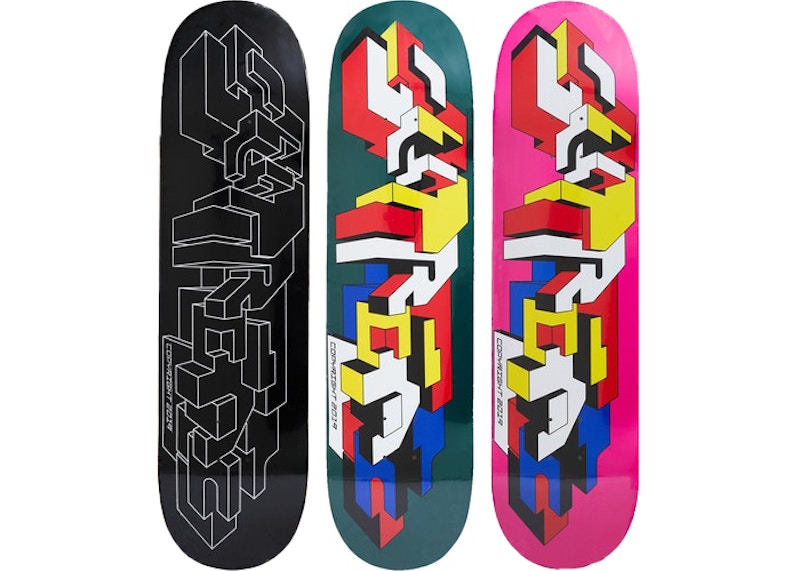 Supreme Delta Logo Skateboard Deck Black/Dark Green/ Magenta Set