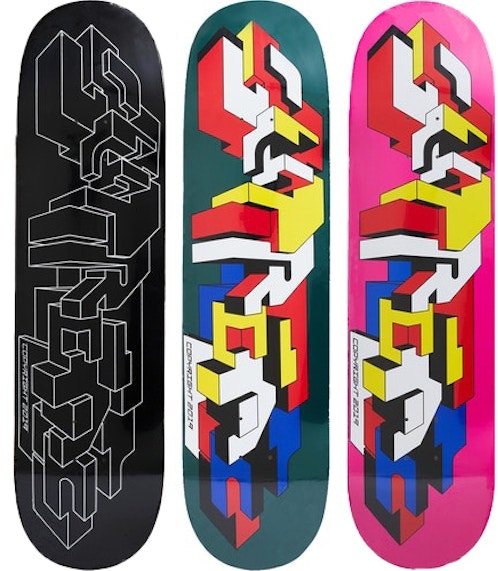supreme-delta-logo-skateboard-deck-black-dark-green-magenta-set
