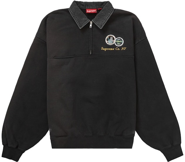 supreme-denim-collar-half-zip-sweatshirt-black