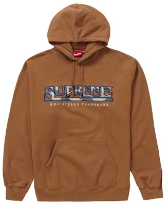 Sudadera con Capucha Logo Denim Supreme Marrón Buy Sudadera con Capucha Logo Denim Supreme Marrón