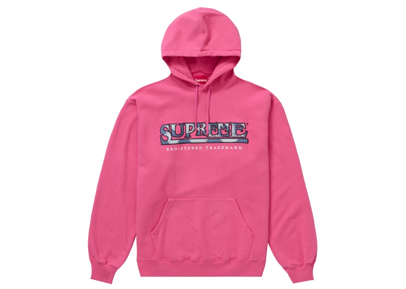 Supreme Denim Logo Hooded Sweatshirt Magenta