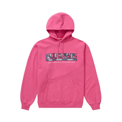 Supreme Denim Logo Hooded Sweatshirt Magenta