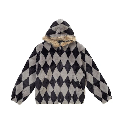 Supreme Diamond Faux Fur Jacket Grey