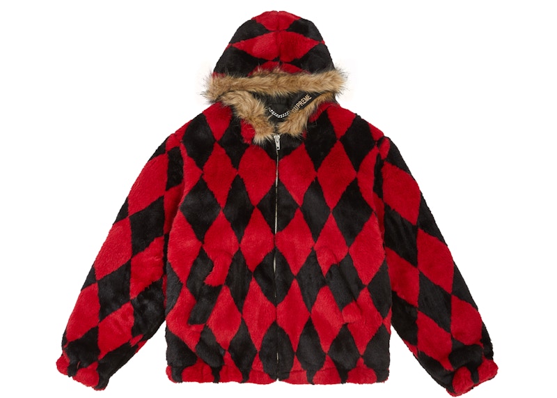 Supreme Diamond Faux Fur Jacket Red