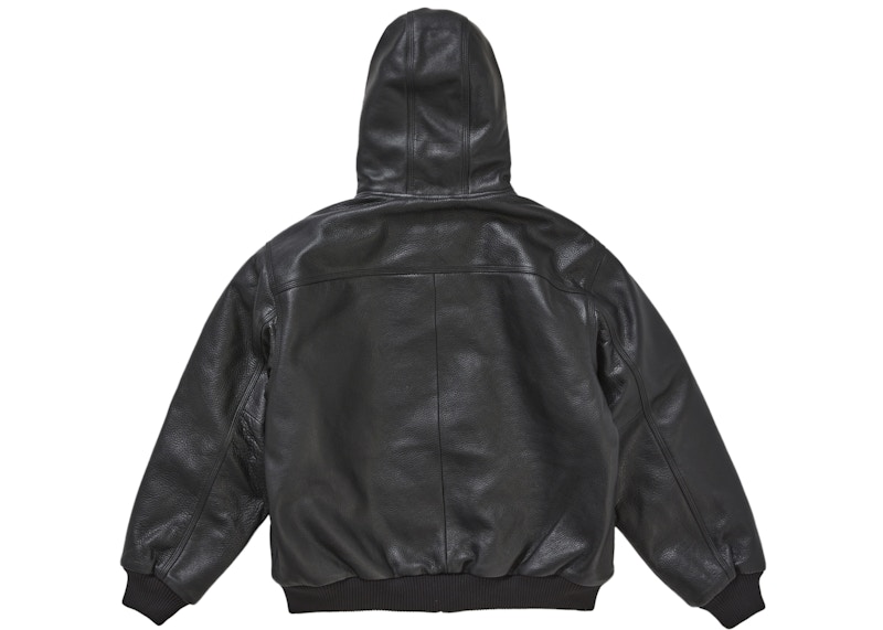 Supreme Dickies Hooded Leather Work Jacket Black 圖 3