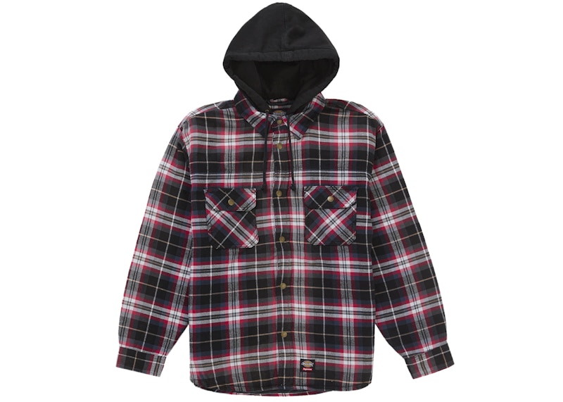 Supreme Dickies Lined Zip Up Hooded Flannel Shirt Black