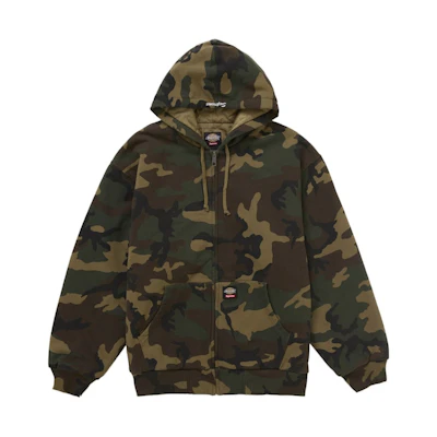 Supreme Dickies Quilted Lined Zip Up Hooded Sweatshirt (FW25) Woodland Camo