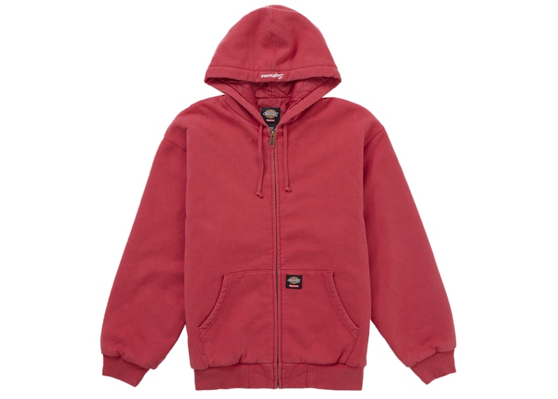 Supreme Dickies Quilted Lined Zip Up Hooded Sweatshirt (FW25) Red