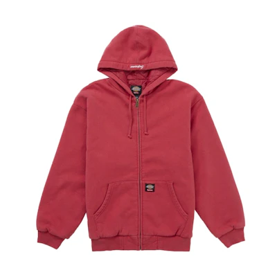 Supreme Dickies Quilted Lined Zip Up Hooded Sweatshirt (FW25) Red
