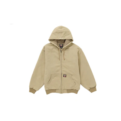 Supreme Dickies Quilted Lined Zip Up Hooded Sweatshirt Brown
