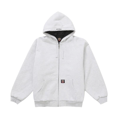 Supreme Dickies Quilted Lined Zip Up Hooded Sweatshirt Heather Grey