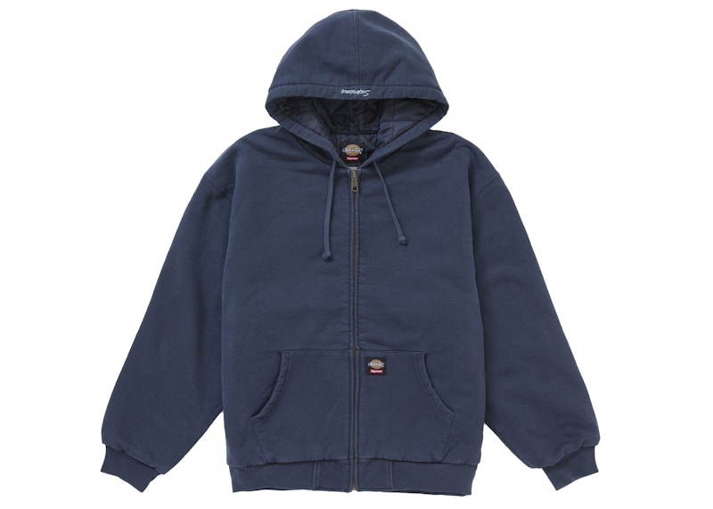 Supreme Dickies Quilted Lined Zip Up Hooded Sweatshirt Navy