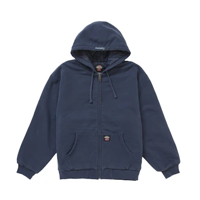 Supreme Dickies Quilted Lined Zip Up Hooded Sweatshirt Navy