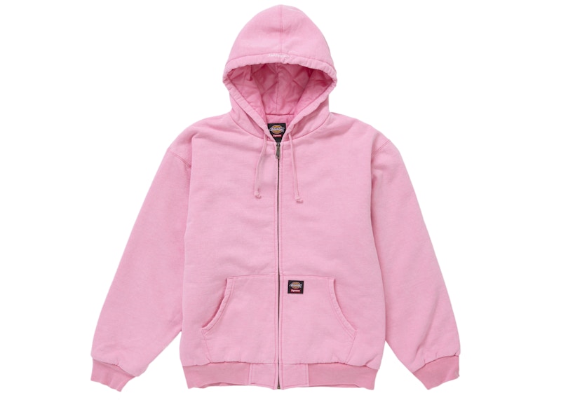 Supreme Dickies Quilted Lined Zip Up Hooded Sweatshirt Pink