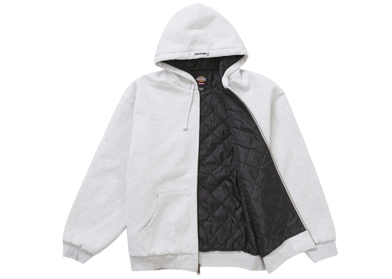 Supreme Dickies Quilted Lined Zip Up Hooded Sweatshirt Heather Grey 圖 2