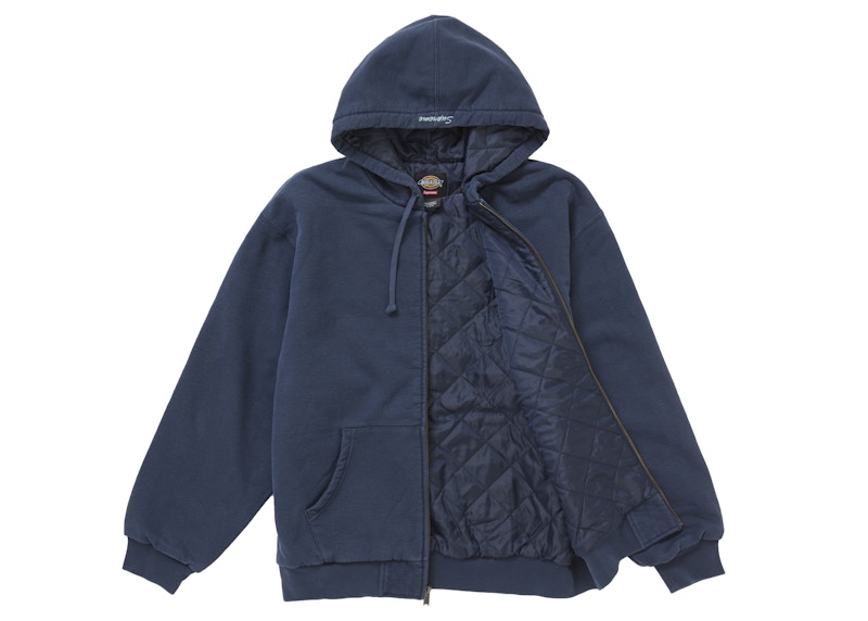 Supreme Dickies Quilted Lined Zip Up Hooded Sweatshirt Navy 圖 2