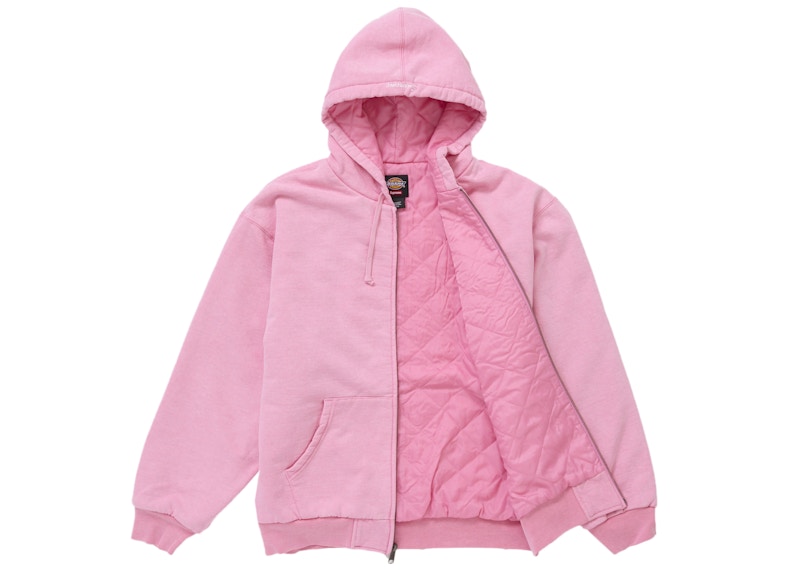 Supreme Dickies Quilted Lined Zip Up Hooded Sweatshirt Pink 圖 2