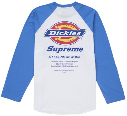 Supreme Dickies Raglan L/S Top Blue Order Supreme Dickies Raglan L/S Top Blue
