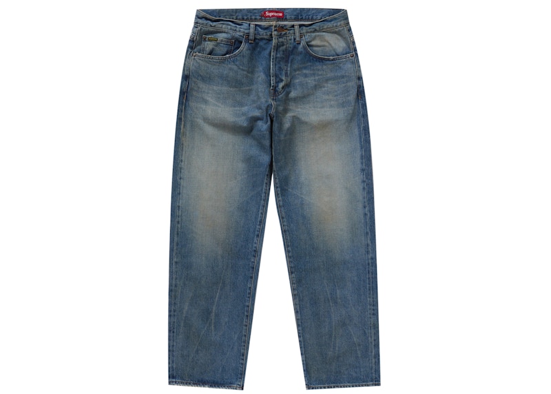 Supreme Distressed Loose Fit Selvedge Jean (FW24) Washed Indigo