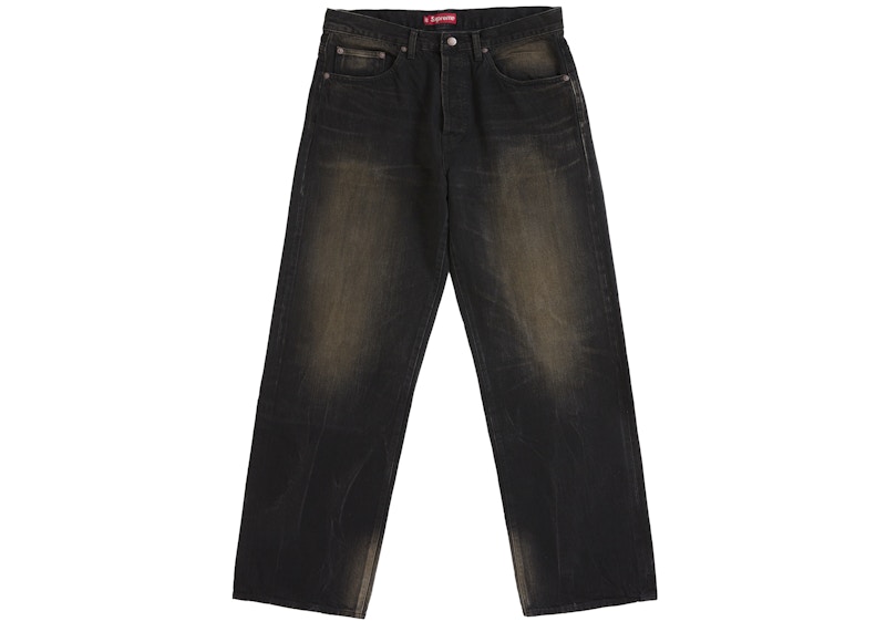 Supreme Distressed Loose Fit Selvedge Jean (FW25) Washed Black