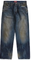 Supreme Distressed Loose Fit Selvedge Jean Washed Blue Supreme Distressed Loose Fit Selvedge Jean Washed Blue