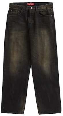 Supreme Distressed Loose Fit Selvedge Jean Washed Black Buy Supreme Distressed Loose Fit Selvedge Jean Washed Black