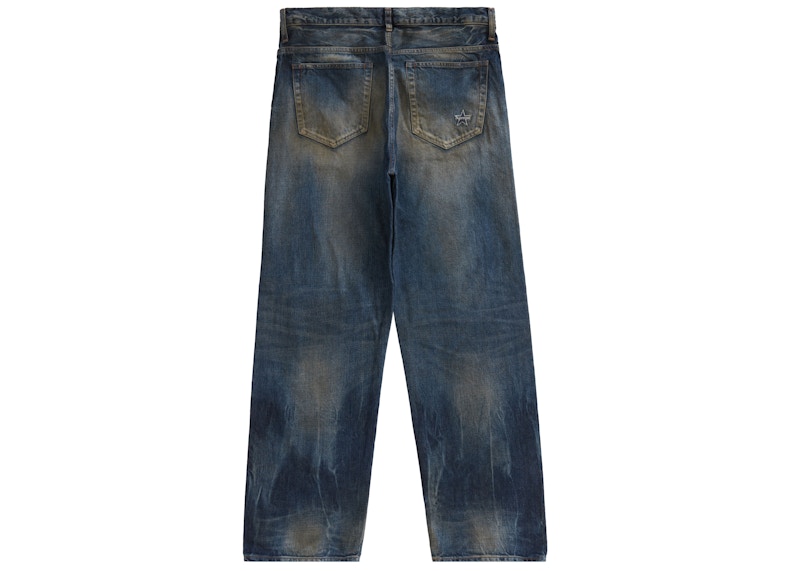 Order Supreme做旧宽松版型粗斜纹水洗蓝牛仔裤