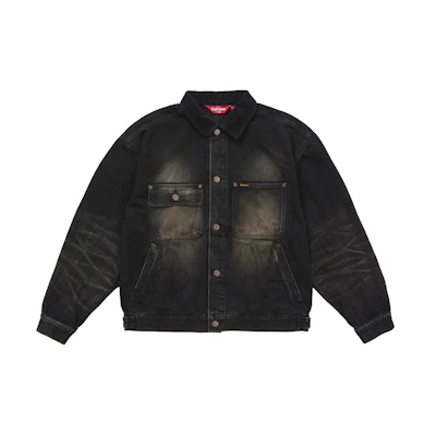 Supreme Distressed Selvedge Trucker Jacket (FW25) Washed Black