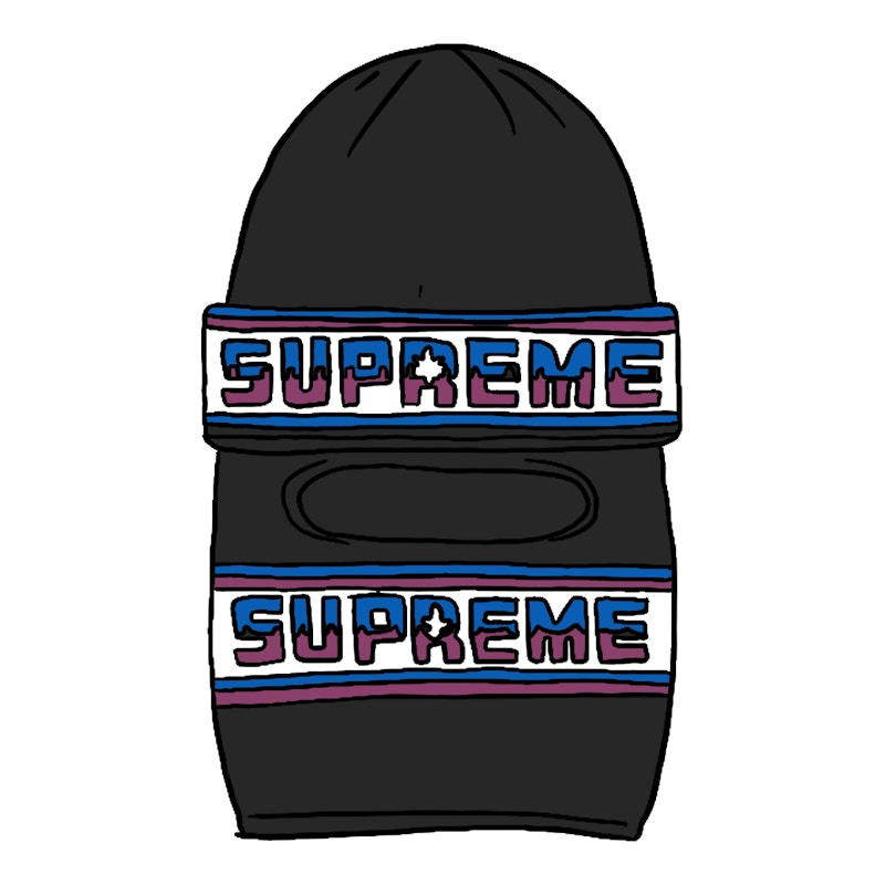Supreme Double Logo Facemask Beanie Black