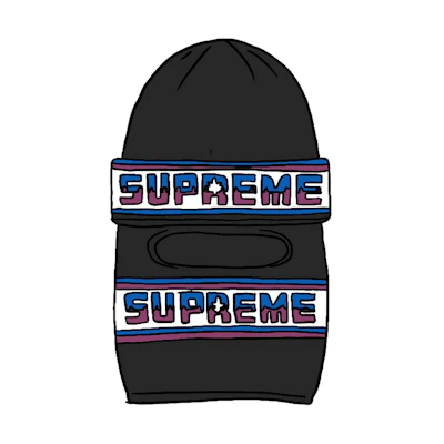 Supreme Double Logo Facemask Beanie Black