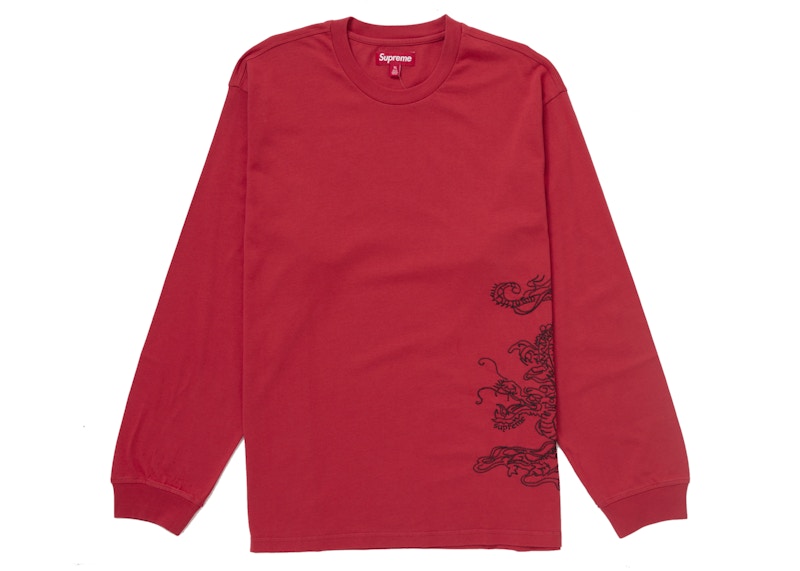Supreme Dragon Embroidered L/S Top Red