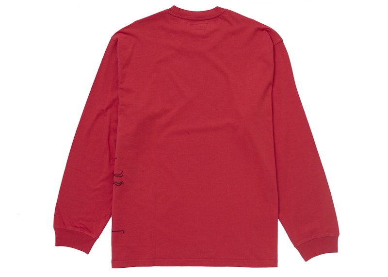 Order 슈프림 드래곤 자수 롱슬리브 탑 레드