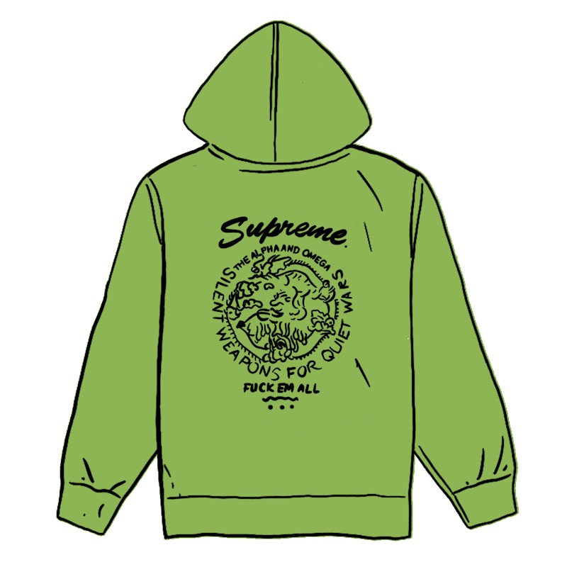 Supreme Dragon Overdyed Hooded Sweatshirt Lime