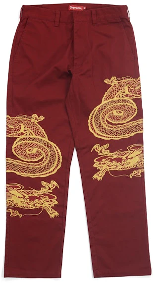 supreme-dragon-work-pant-red