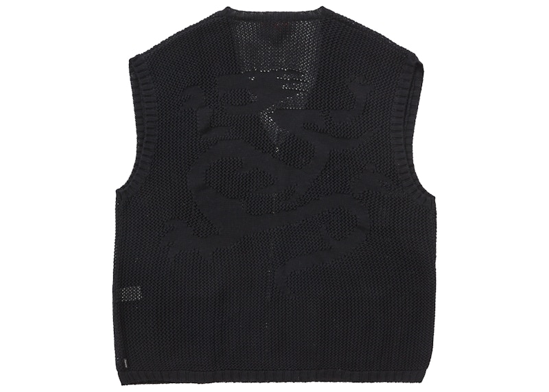 Supreme Dragon Zip Up Sweater Vest Black 圖 2