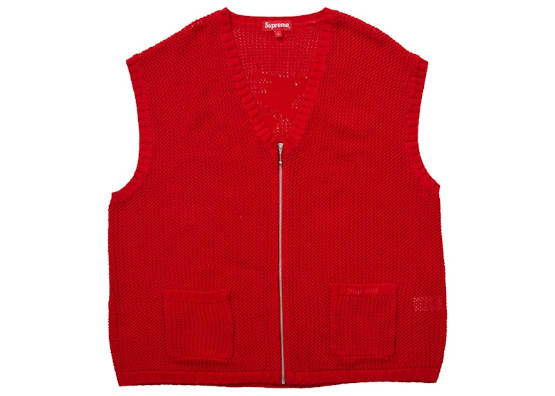 Supreme Dragon Zip Up Sweater Vest Red