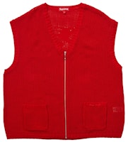 Supreme Dragon Zip Up Sweater Vest Red Supreme Dragon Zip Up Sweater Vest Red