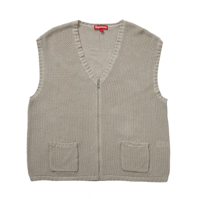 Supreme Dragon Zip Up Sweater Vest Stone