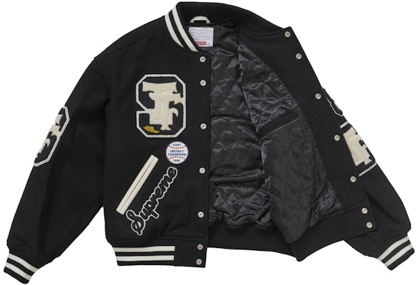 Supreme Drill Team Varsity Jacket Hitam Order Supreme Drill Team Varsity Jacket Hitam
